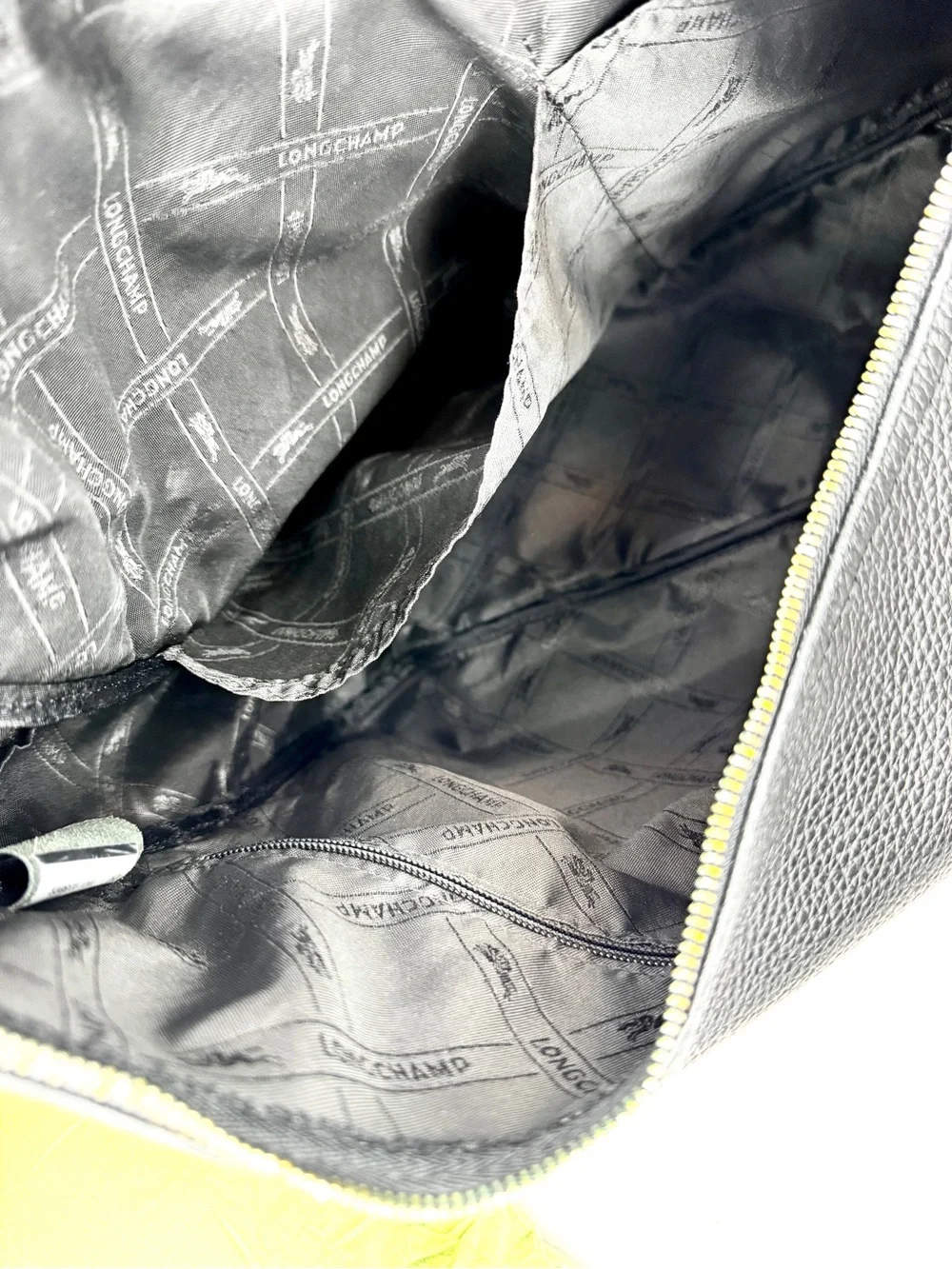 Longchamp Black Pebbled Leather Hobo Shoulder Bag Silver Hardware Large